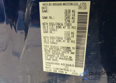 2011 Nissan Frontier Sv z USA, uszkodzony, nr VIN 1N6AD0EV6BC403069